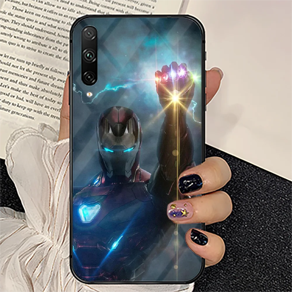

Hero Man Iron Phone Tempered Glass Case Cover For huawei honor 7 8 9 10 20 A X S lite i pro Luxury Funda Back Painting