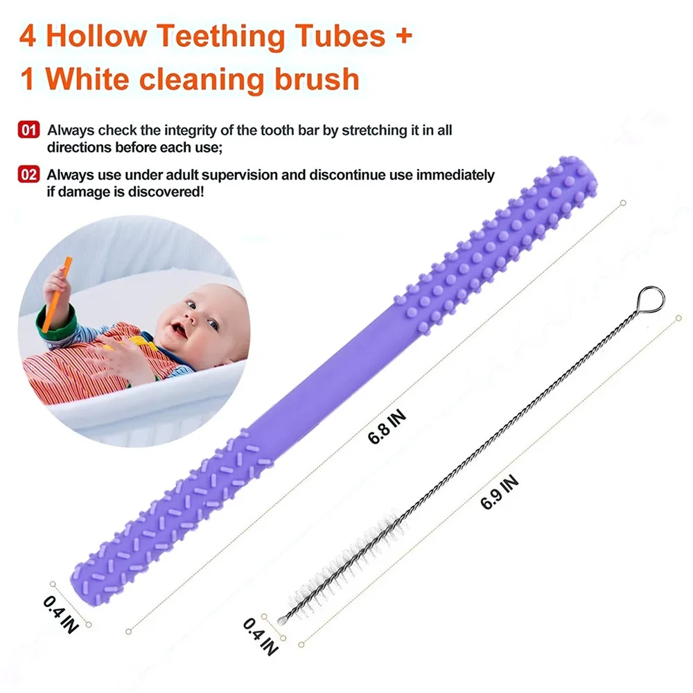 Cepillo de dientes de entrenamiento de silicona para beb&eacute;, mordedor seguro sin BPA, juguetes para morder, anillo de dentici&oacute;n, regalo para beb&eacute;-0