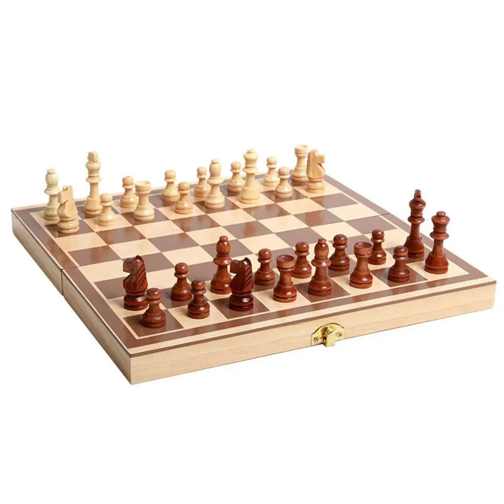 

1 set Portable Chess Board Foldable Wooden Chess Board Chess Set Checkers Puzzle Game Chess Games