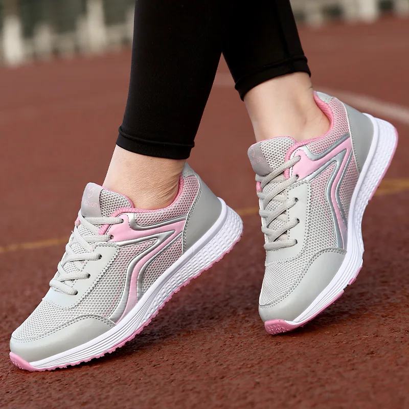 Fashion Women's Sports Shoes Mesh Fitness Outdoor Running Shoes Tennis Shoes Non-slip Casual Flat Shoes Ladies Large Size 35-42