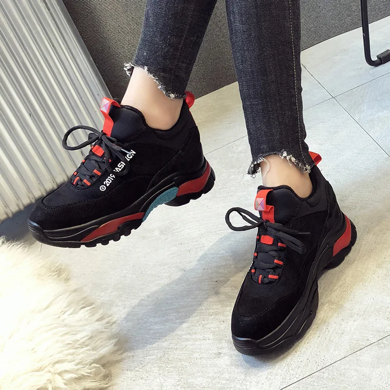 Rimocy/сезон осень-зима теплые черные кроссовки женская модная обувь на платформе