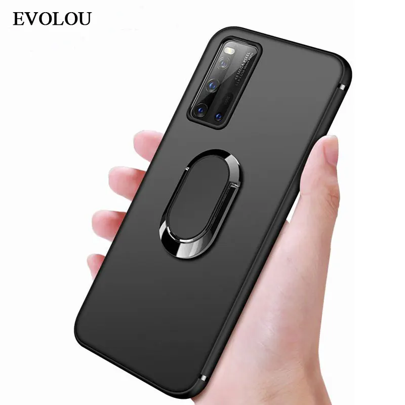 Защитный чехол для IQOO Neo 3 мягкий магнитный из ТПУ с кольцом держателем телефона