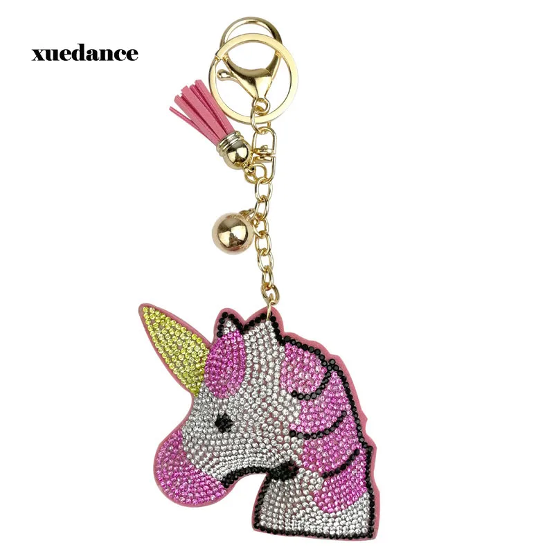 Новинка 2019 креативный большой единорог с полным кристаллом брелок для ключей со