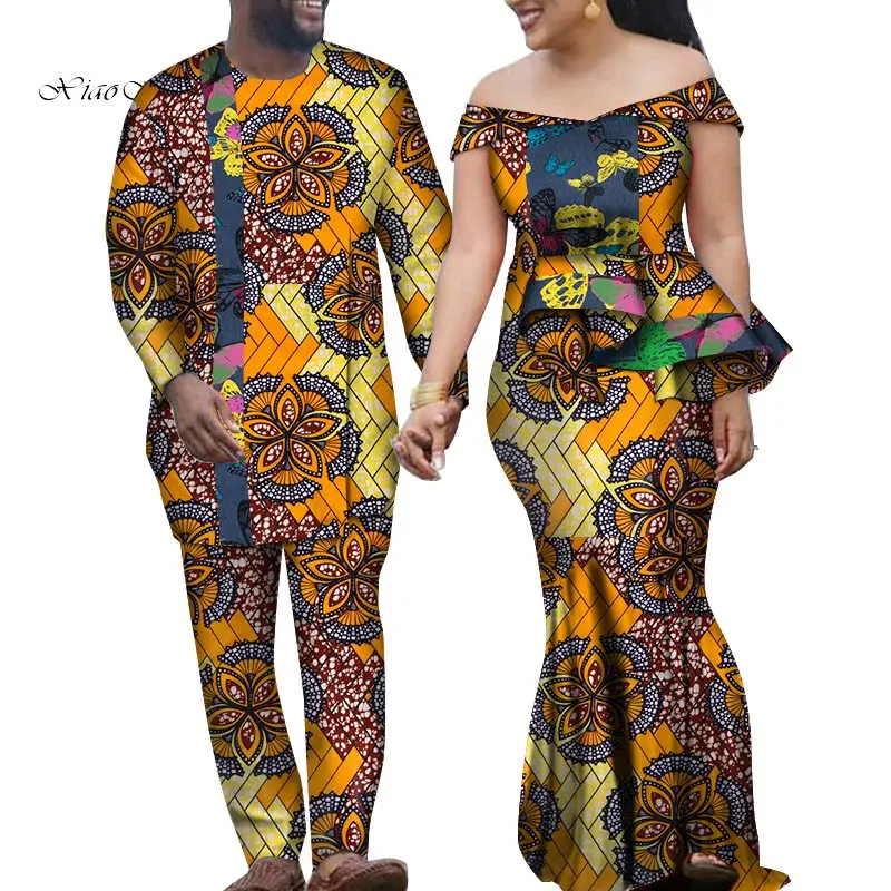 Комплект из 2 предметов Африканский Дашики одежда для пар влюбленных мужской