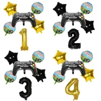 1set gamepad boy game foil balloon 32inch black gold number balloon kids birthday party decoration match props gaming balloon