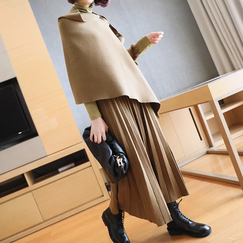 

Female new autumn and winter fashion knitted pleated skrit two-piece suit
