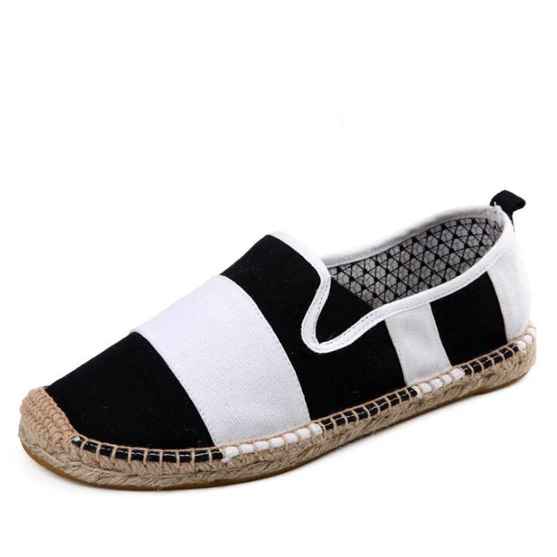 

Fashion Flat Heels Men Linen Male Espadrille Fisherman Shoes Men Flats Plimsolls Striped Canvas Men Casual Shoes NA-20