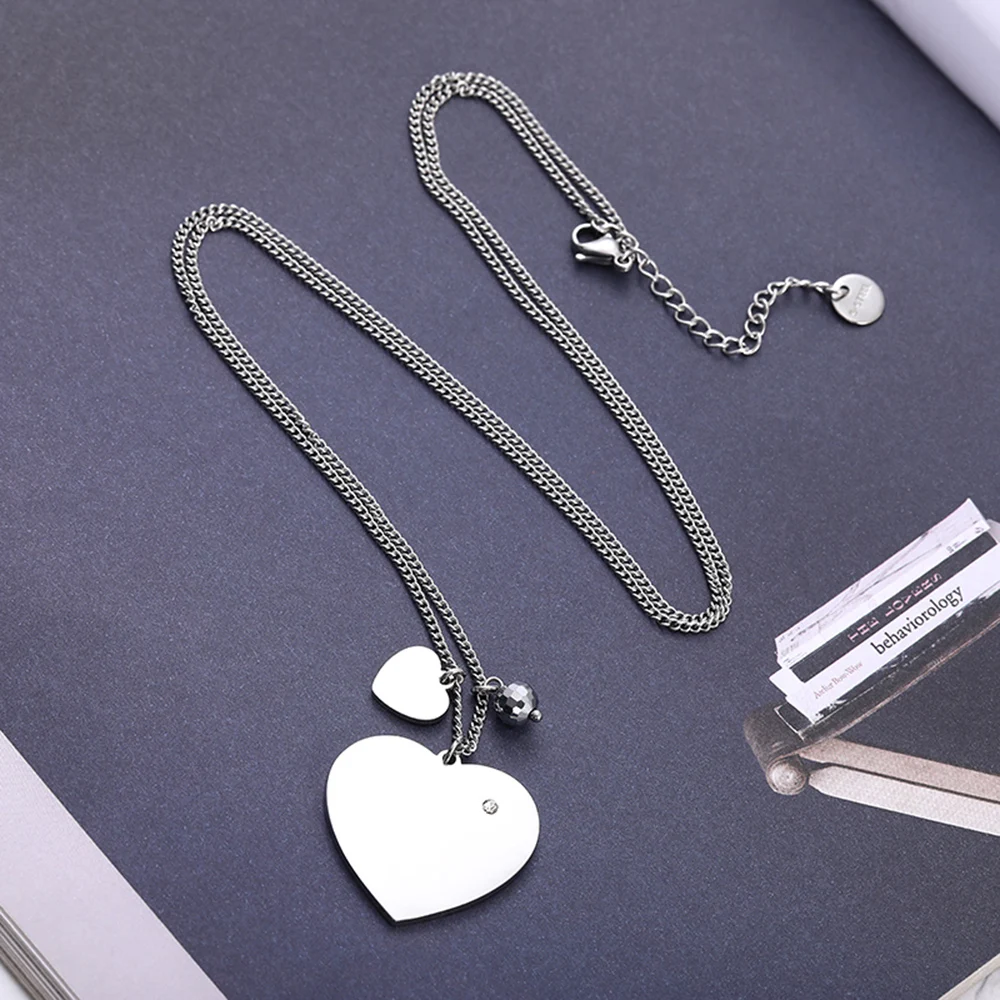 Длинные цвета Любовь Сердце из нержавеющей стали подвески ожерелья для женщин