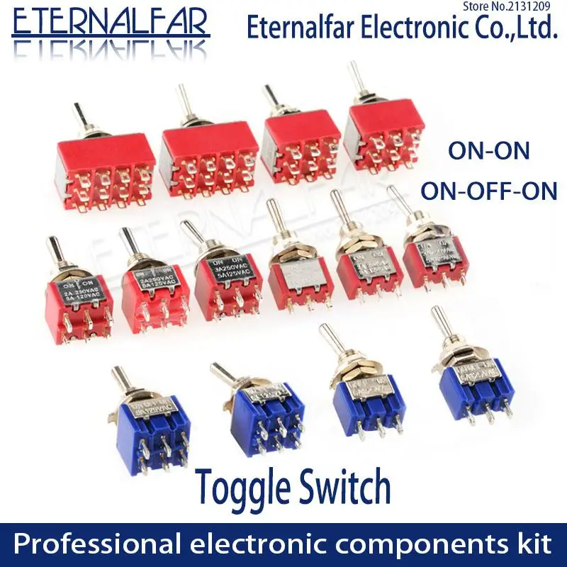 SPDT DPDT переключатель сброса запирающий MTS 102 5A 6A 125V 3A 250 AC Mini 3 6 Pin ВКЛ. ВЫКЛ.