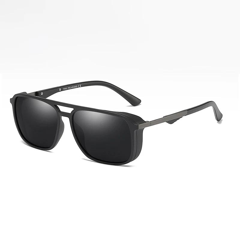 C4 sand black grey HBK, новинка, Ретро стиль, Мужские поляризационные солнцезащитные очки, женские, модные, панк, боковая защита, ветрозащитный дизайн, солнцезащитные очки, стимпанк, анти-УФ очки - Цвет линз: C4 sand black grey