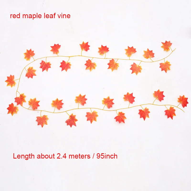 red maple leaf vine 210 см/лот шелковые розы поддельные криперы зеленый лист плюща лоза для дома свадьбы Decora оптом diy Висячие гирлянды искусственные цветы - Цвет: red maple leaf vine
