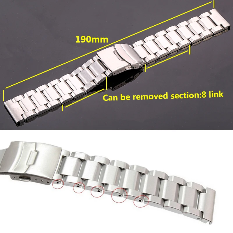 

Watch Band Bracelet 18mm 20mm 22mm 24mm Stainless Steel Watchbadn Link Strap Blue Black Gold Accessories