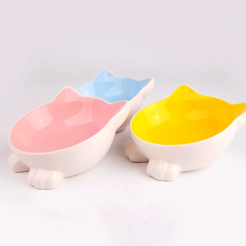 

Cute Cartoon Pet Bowls Non-slip Lovely Cat Ears Ceramic Cat Food Bowl Dog Water Bowl for Cat Dog Pet Supplies