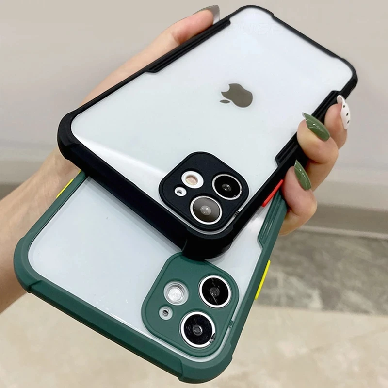 

Luxury Airbag Shockproof Clear Case For iPhone 12 11 13 Pro Max X XS XR XSMAX 7 8 Plus SE2020 Transparent Phone Cover Coque