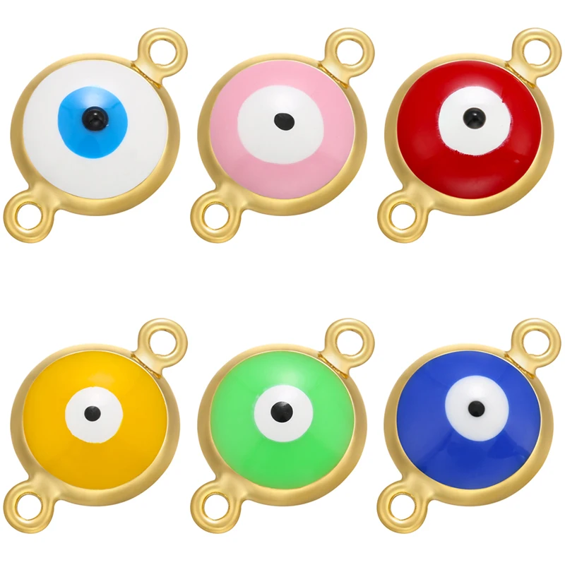 

ZHUKOU NEW gold color Enamel Eye Connector for Women DIY Handmade Bracelet Necklace Jewelry Supplies Accessories Wholesale VS485