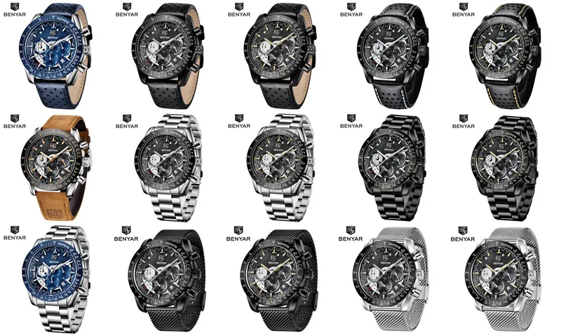 BENYAR спортивные часы Для мужчин лучший бренд класса люкс Синий кварцевые мужские