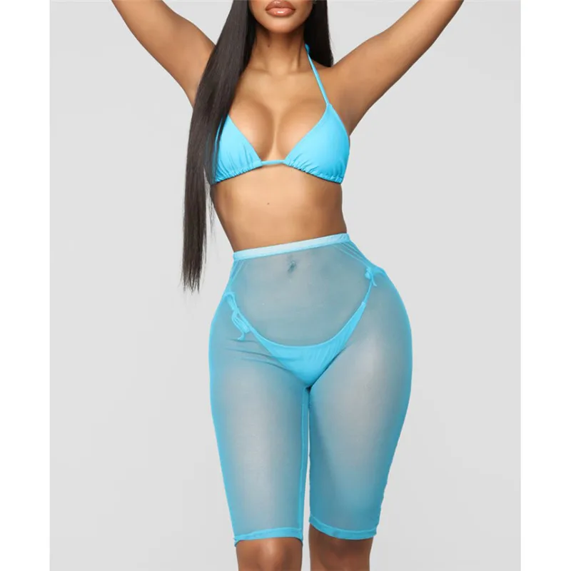 Прозрачные женские шорты-бикини прозрачные летние однотонные шорты с высокой