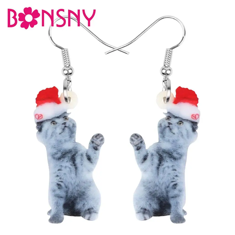 Bonsny акриловые рождественские шляпы Британия короткошерстая кошка