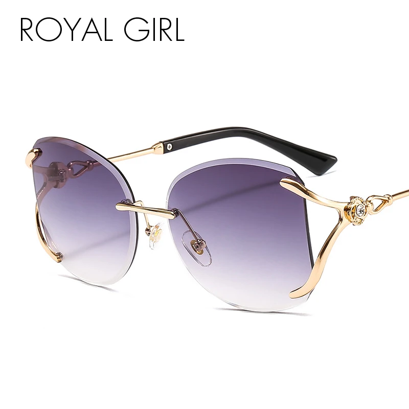 Очки солнцезащитные женские квадратные без оправы с украшением из