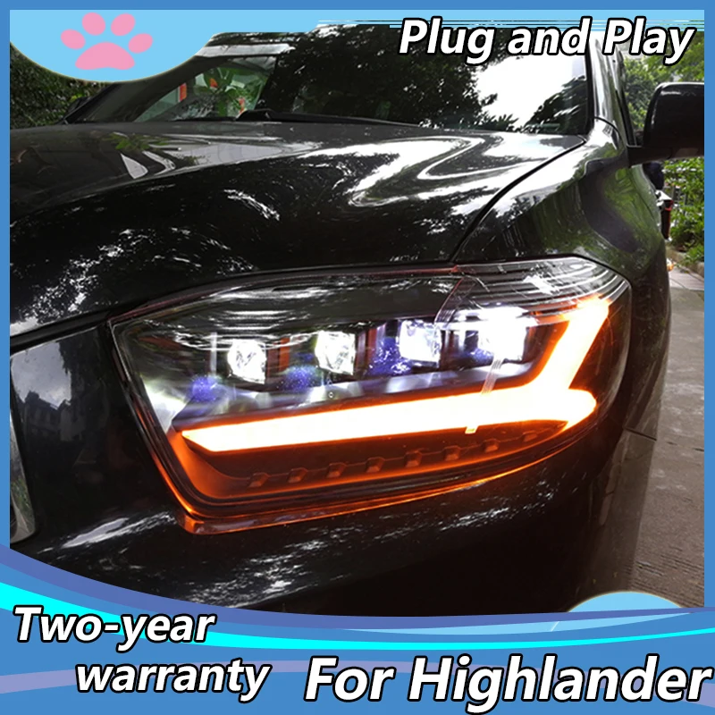 

Car Styling Head Lamp for Toyota Highlander 2009-2011 Headlight All LED Headlight LED DRL Dynamic Signal Angel Eye Accessories