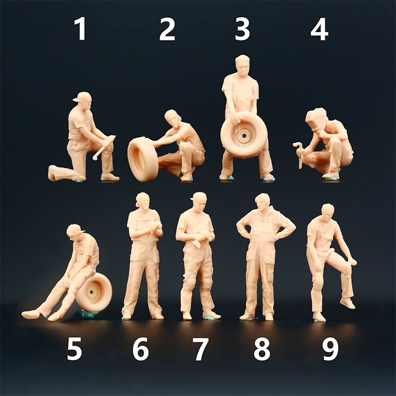 

Car Mechanic Move Tires 1:64 Model Miniature Handicraft Figure White Model Need To Be Colored By Yourself