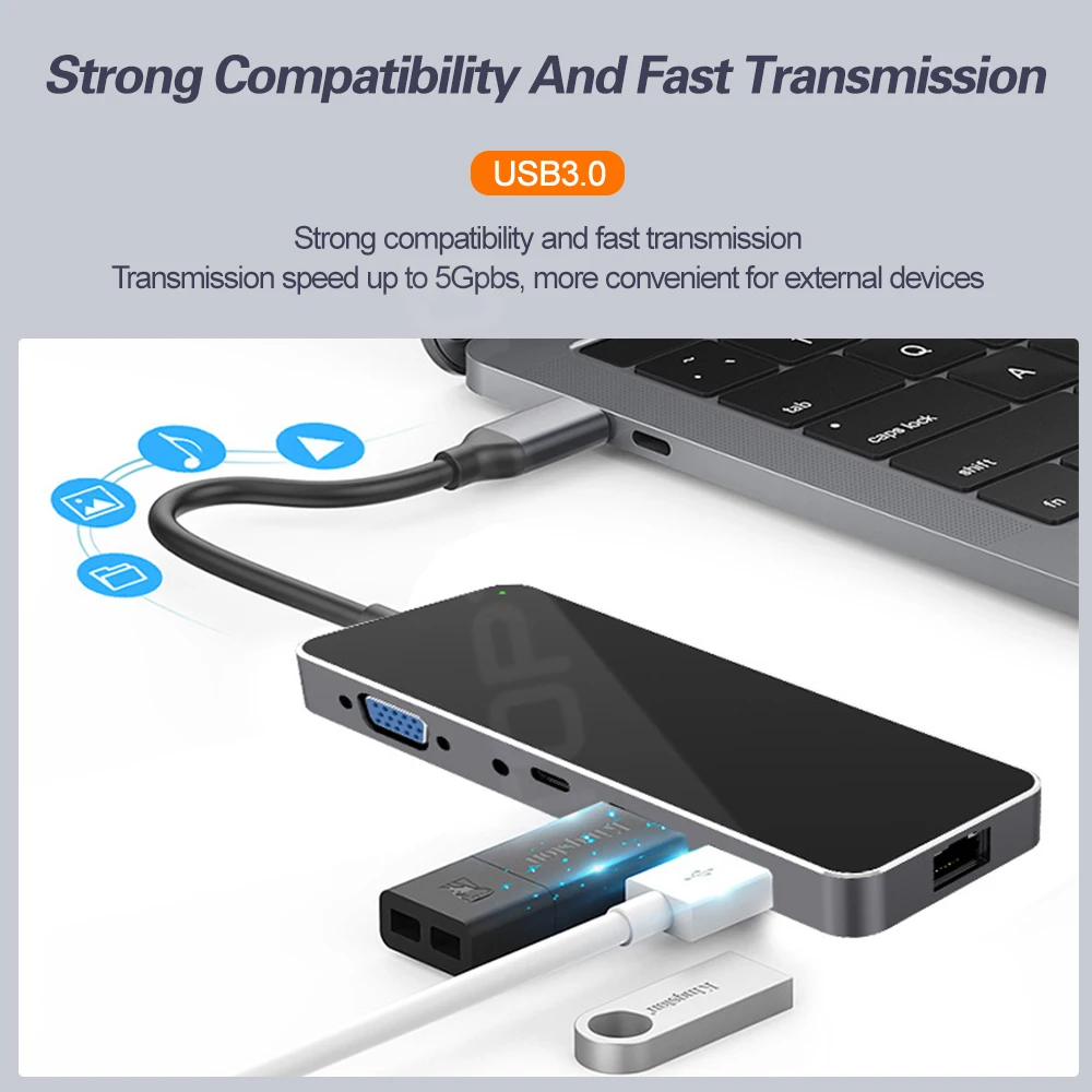 USB 3.0 Type C Hub Multi 3 0 VGA SD/TF кардридер адаптер док станция для ноутбука аксессуары