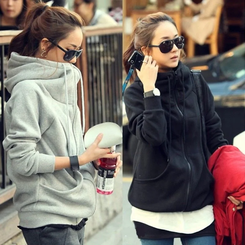 

Осенне-зимние пальто женский свитер с капюшоном женский корейский утепленный флисовый Повседневный свитер на молнии куртка