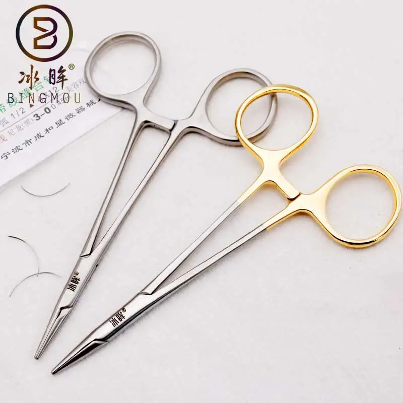 Держатель Иглы золотистая ручка из нержавеющей стали 12 5 см зубчатые иглы щипцы