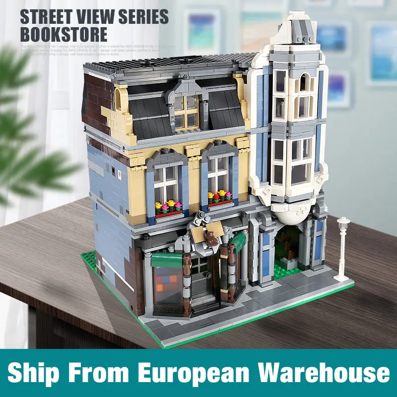 

Yeshin MOC-18923 Streetview Building Toys Compatible MOC 10185 Europe Bookstore Model Building Blocks Kids Christmas Gifts