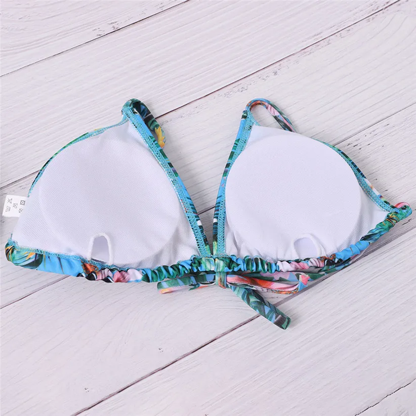 Женский сексуальный Бразильский бикини набор фэнтези цветочный принт пуш-ап