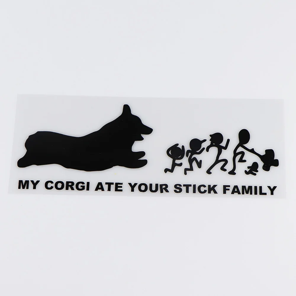YOJA 19X6.7CM Funny Vinyl Decal Car Sticker Decoration: My Corgi Ate Your Stick Family, ZT4-0074 image 5