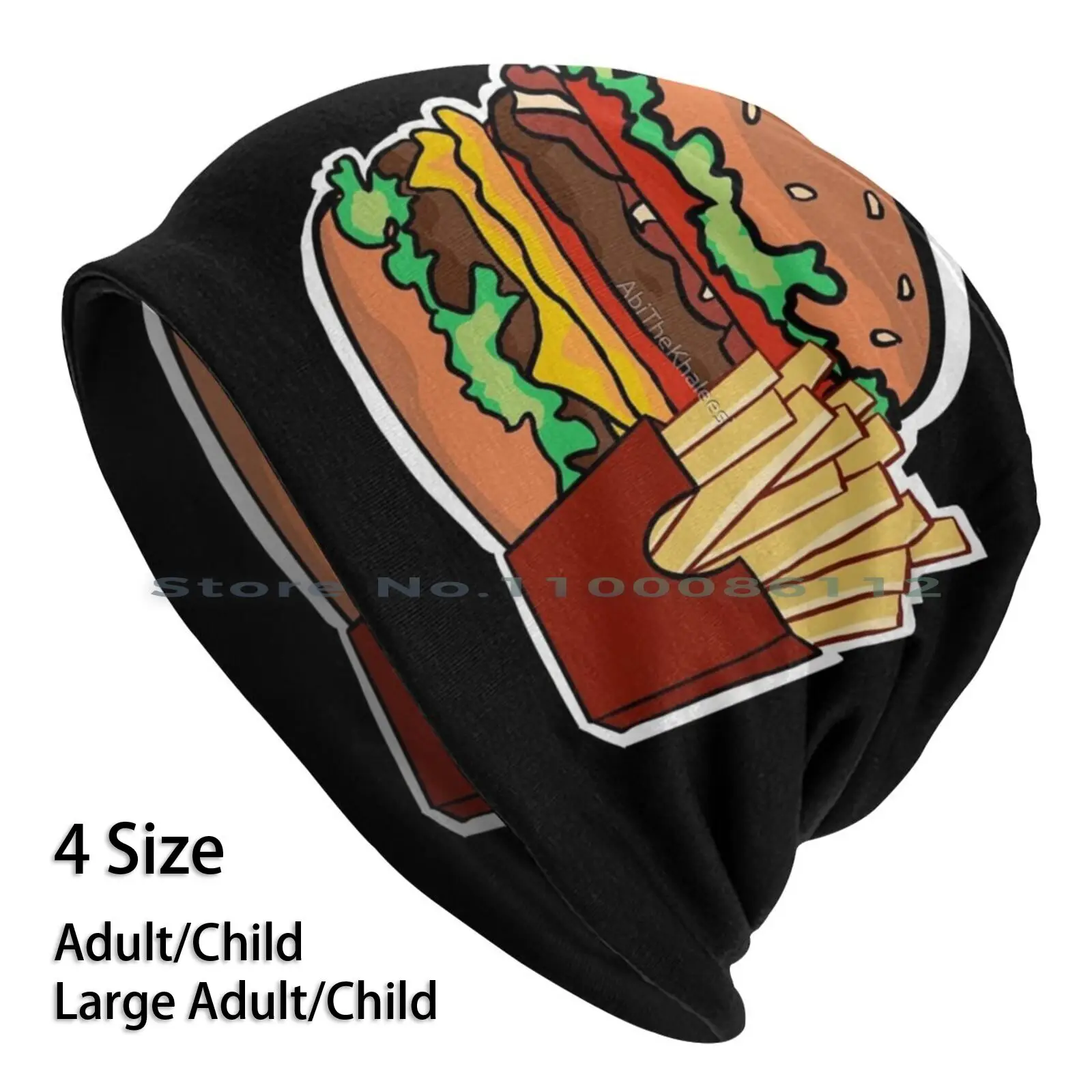 

Burger And Chips Beanies Knit Hat Chips Fries Burger King S Cheese Burger Hamburger Bacon Brimless Knitted Hat Skullcap Gift