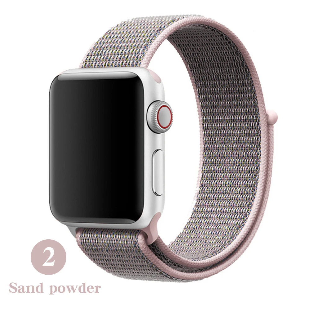 Тканый нейлоновый ремешок для apple Series 5, ремешок для часов 42 мм, 44 мм, 38 мм, 40 мм, спортивный нейлоновый браслет для iwatch 4/3/2/1 - Цвет ремешка: Sand powder
