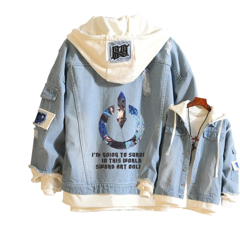 Sword Art Online SAO аниме джинсовая толстовка женская куртка Harajuku уличная одежда унисекс