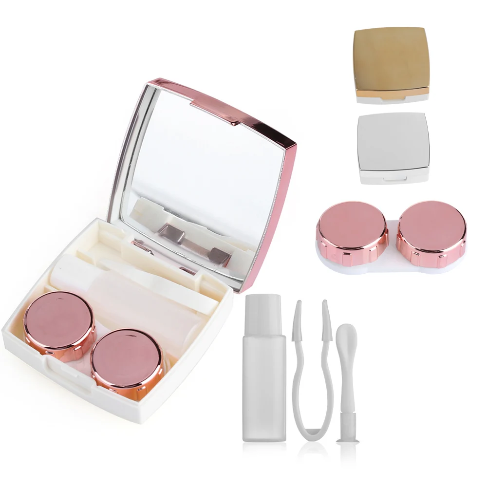 Цветной чехол для контактных линз с зеркалом Женский футляр контейнер дорожный