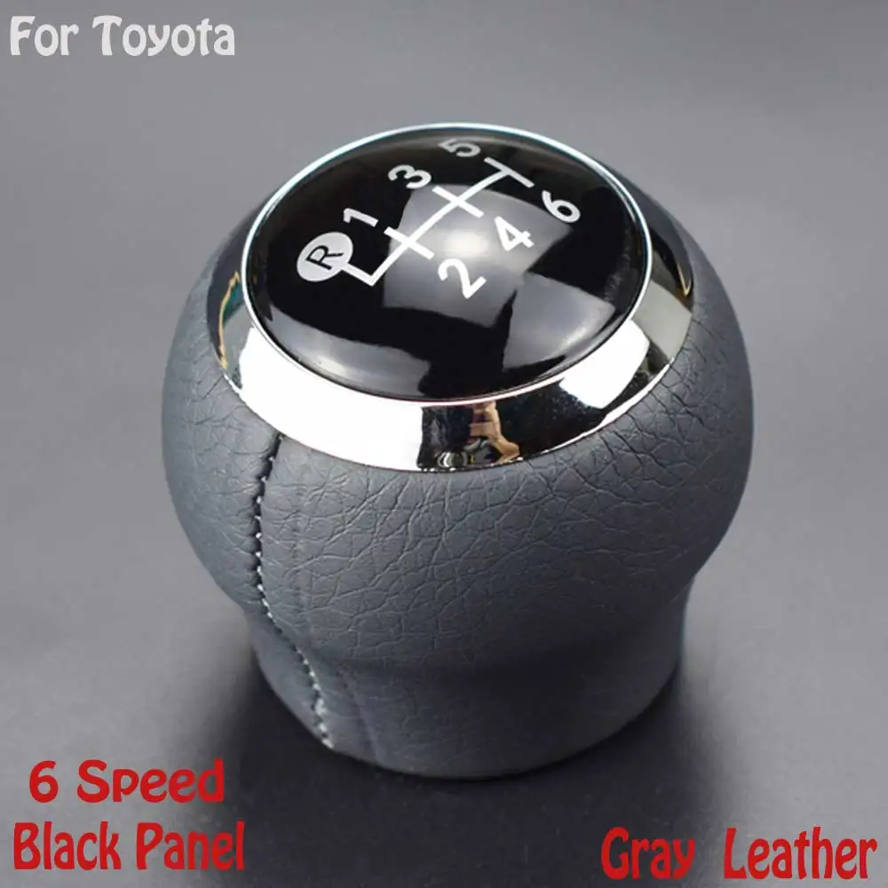 6 Black-gray leather Автомобильный стиль, ручка переключения передач, головка 5/6 скорости, черный/серый, кожа, для Toyota Corolla 1.8MT Verso Yaris 2007-2009 2010-2013 - Название цвета: 6 Black-gray leather