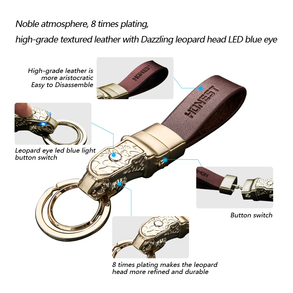 Автомобильный Леопардовый кожаный брелок светодиодный светильник для