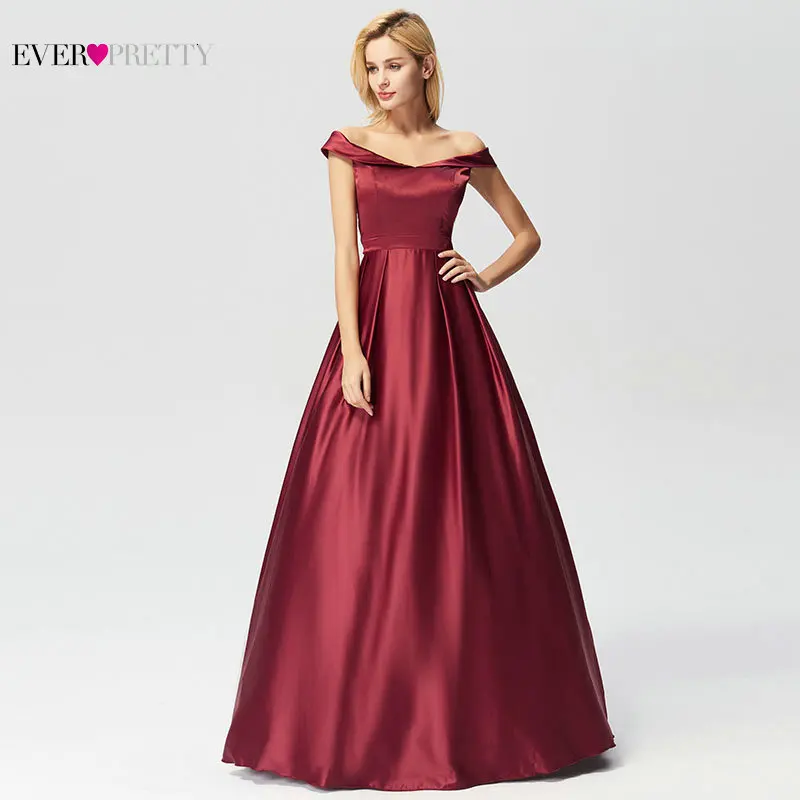 Вечерние платья Длинные Ever Pretty элегантные трапециевидные бордовые с открытыми плечами без рукавов новое поступление платья для особых случаев свадьбы