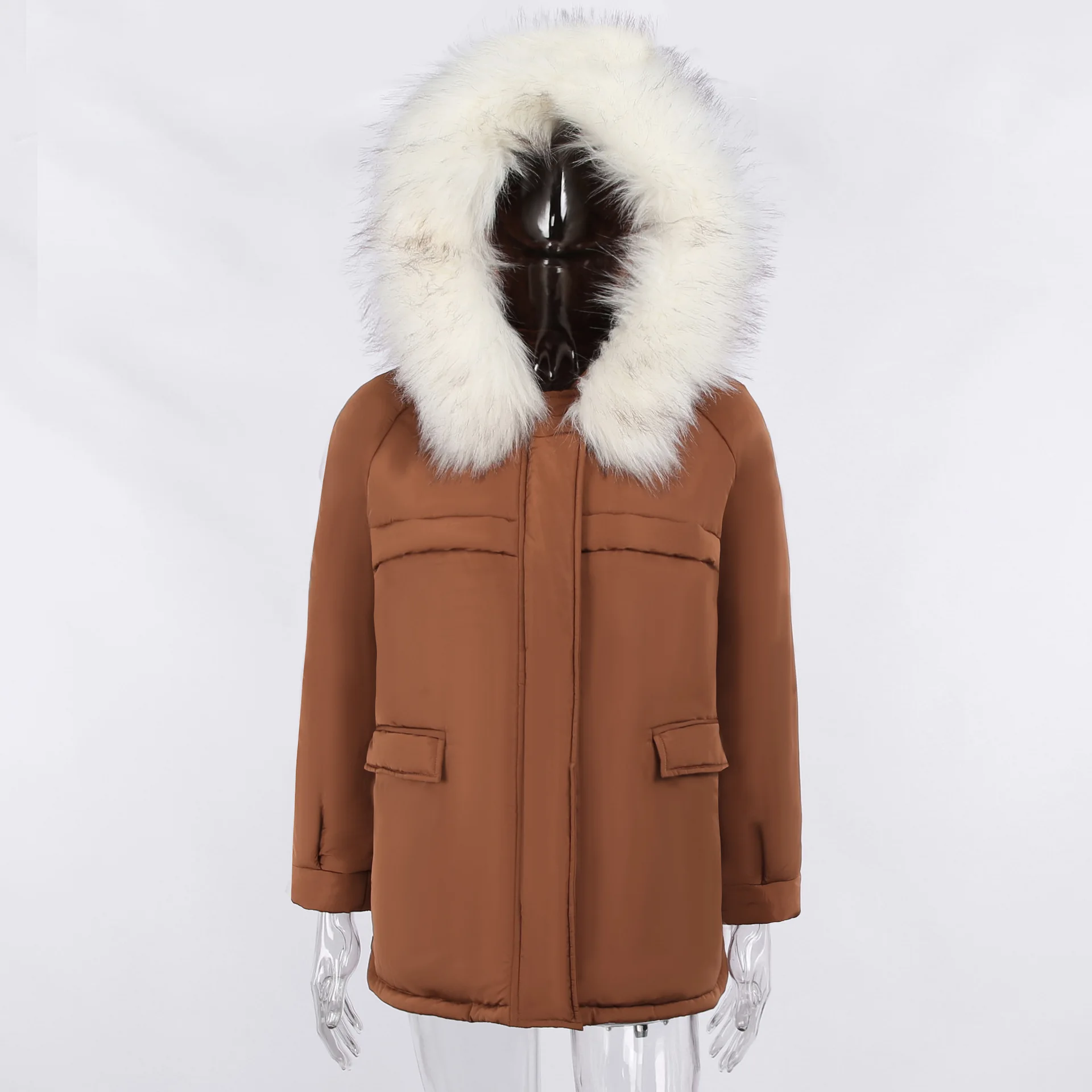 2021 Fashion Hooded Thicken Warm Padded Coat Female Lady Winter Outwear Jacket Parkas Winter Women Fur Collar Parkas Jackets