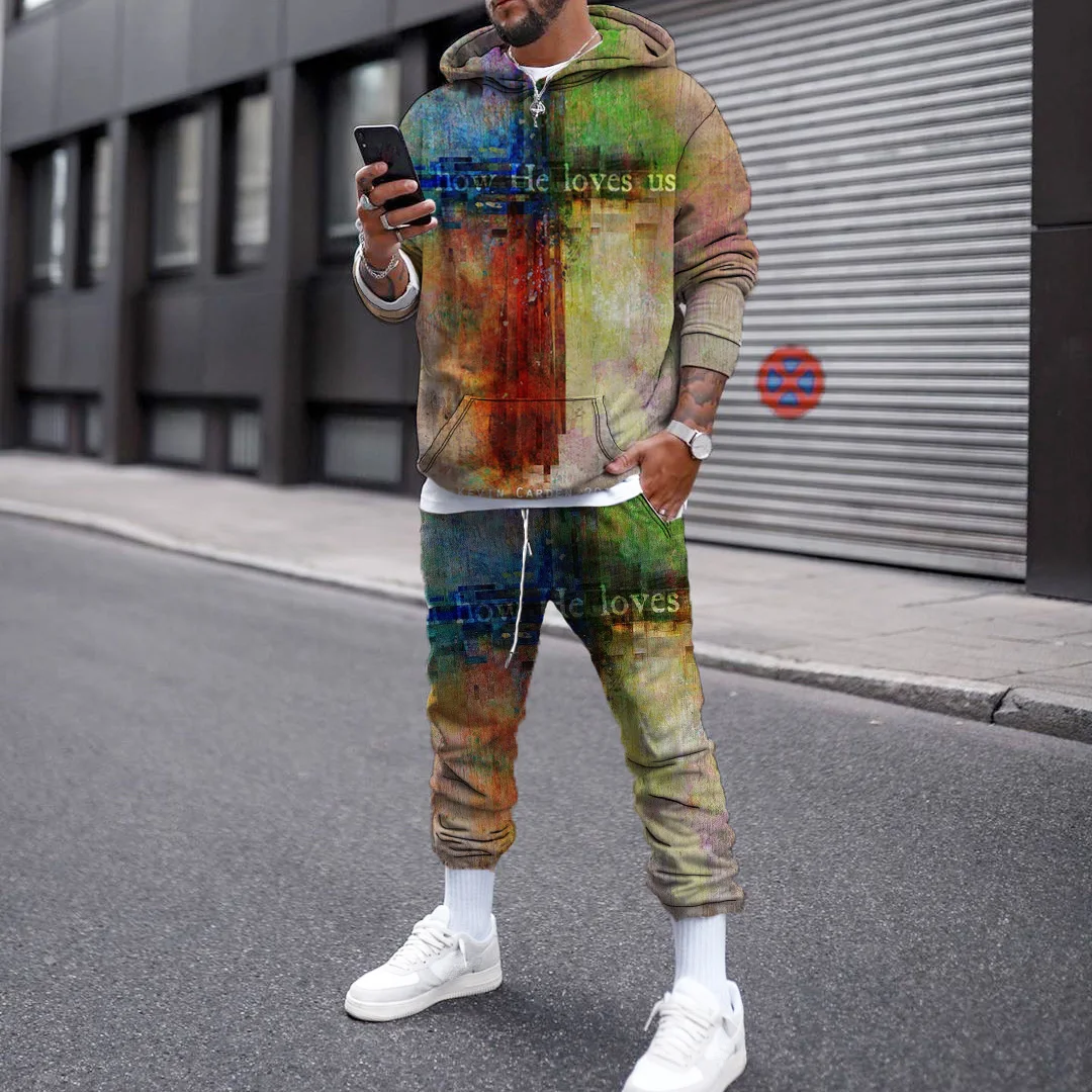 

Мужской спортивный костюм, объемный свитер с объемным рисунком, разные цвета