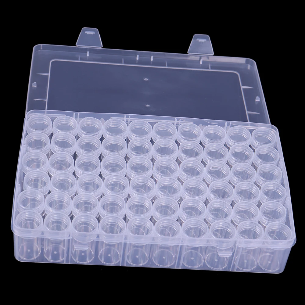 

60/28 Bottles Box Transparent Container Case Diamond Painting Accessories Diamond Embroidery Beads Storage Box Organizer Tools