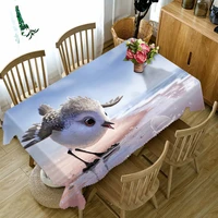 3d cute bird round tablecloth river animal table cover washable dustproof fabric home decoration rectangular table cloth
