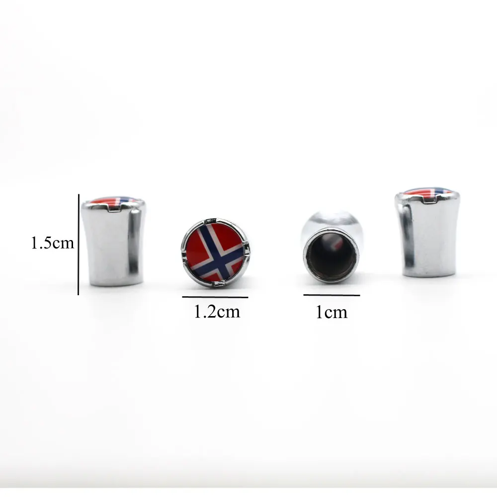 

4 Pcs/Set Zinc Alloy Norway National Flag Tire Valve Stem Cap Tire Wheel Stem Air Valve Caps for Auto Cars