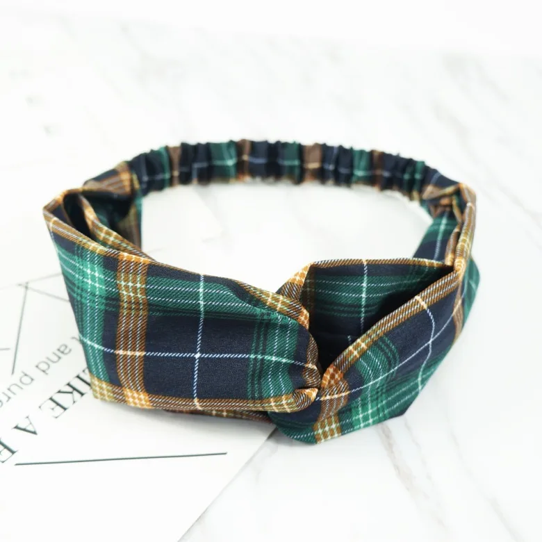 

Korean Version of The Women's Stretch Hair Band Fashion Retro Plaid Sweet Bow Headband Headband Hair Accessories