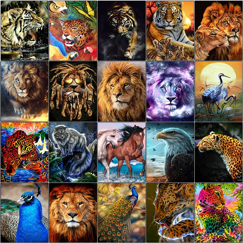 

5d diamond painting kit Animal leopard horse bird lion tiger complet cuadros Cross stitch full square embroidery dirll drawing