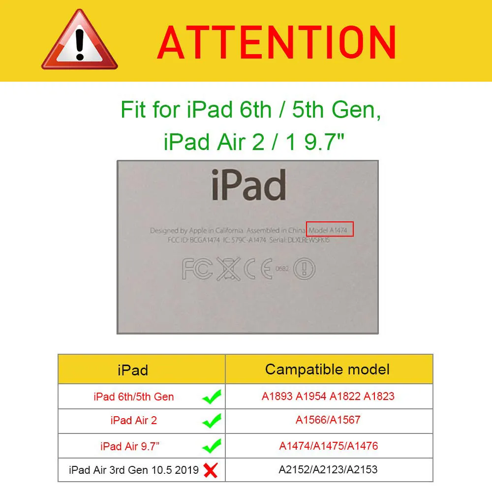Умный чехол накладка для iPad Air 2 / 1 с держателем карандашом тонкий трехслойный