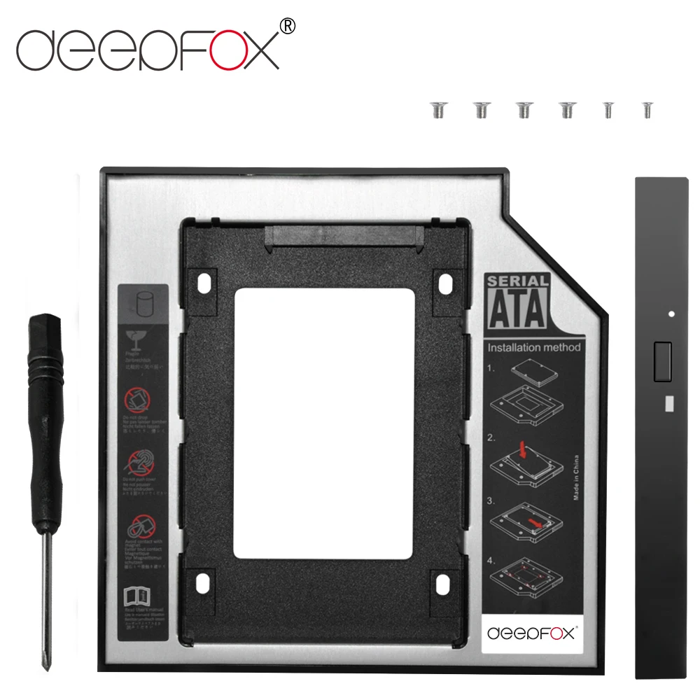 DeepFox пластик Optibay 2nd HDD Caddy 9,5 мм SATA3.0 2," SSD CD DVD на HDD, чехол-корпус cd-rom ODD 10 шт