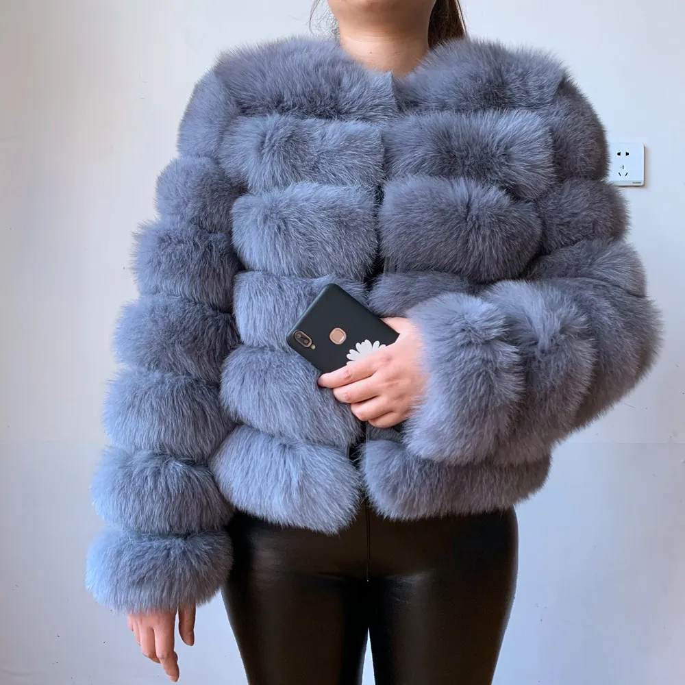 2021 new Long sleeves Women  arrival FREE SHIPPING women winter real fox fur coat hot sale big fur long sleeve