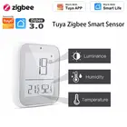 Новый Умный термометр Zigbee для измерения яркости в режиме реального времени, светочувствительный, температуры, влажности, работает с приложением Smart LifeTuya