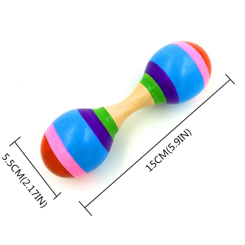 

Double Head Colorful Wooden Maracas Baby Child Musical Instrument Rattle Shaker For Party Toy